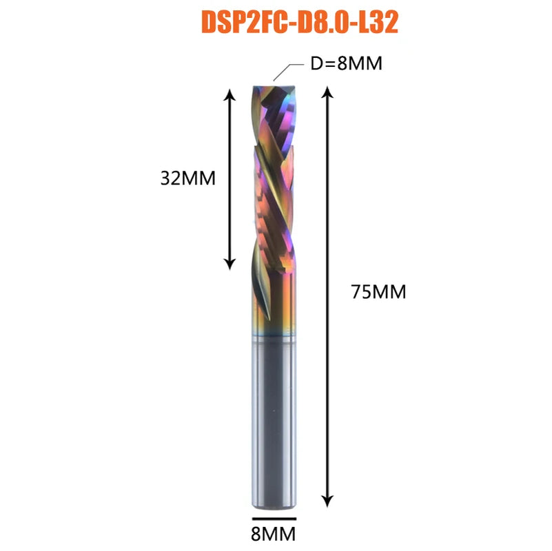 1PC Woodwork Milling Cutter up & down Cut 2 Flutes Spiral Carbide Milling Tool CNC Router Compression Wood End Mill Cutter Bits