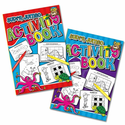 1 X New A4 Activity Book Jumbo Size Kids Colouring Books Learning Travel Puzzle