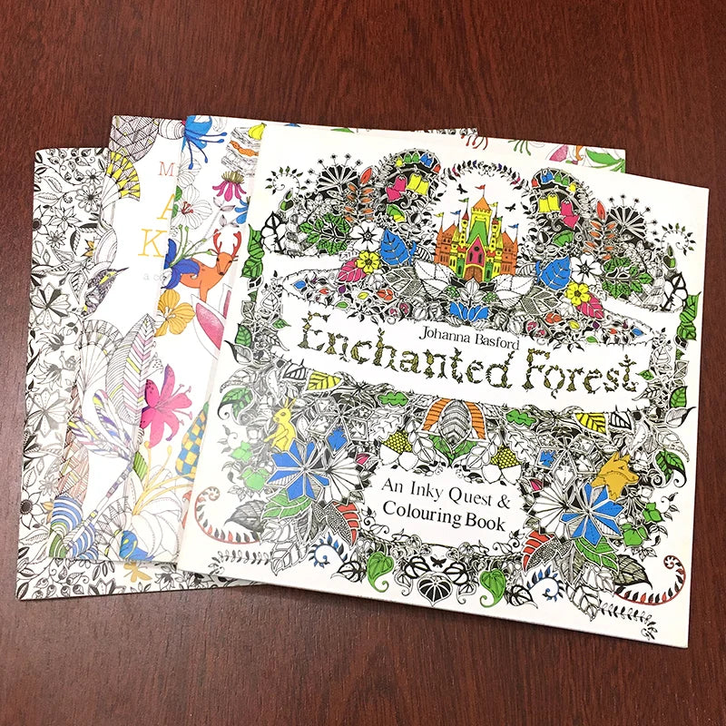 24 Page Coloring Book Enchanted Forest Mandalas Animal Kids Adult Kids Coloring Books for Adults Drawing Colouring Book 18X18 Cm