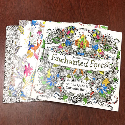 24 Page Coloring Book Enchanted Forest Mandalas Animal Kids Adult Kids Coloring Books for Adults Drawing Colouring Book 18X18 Cm