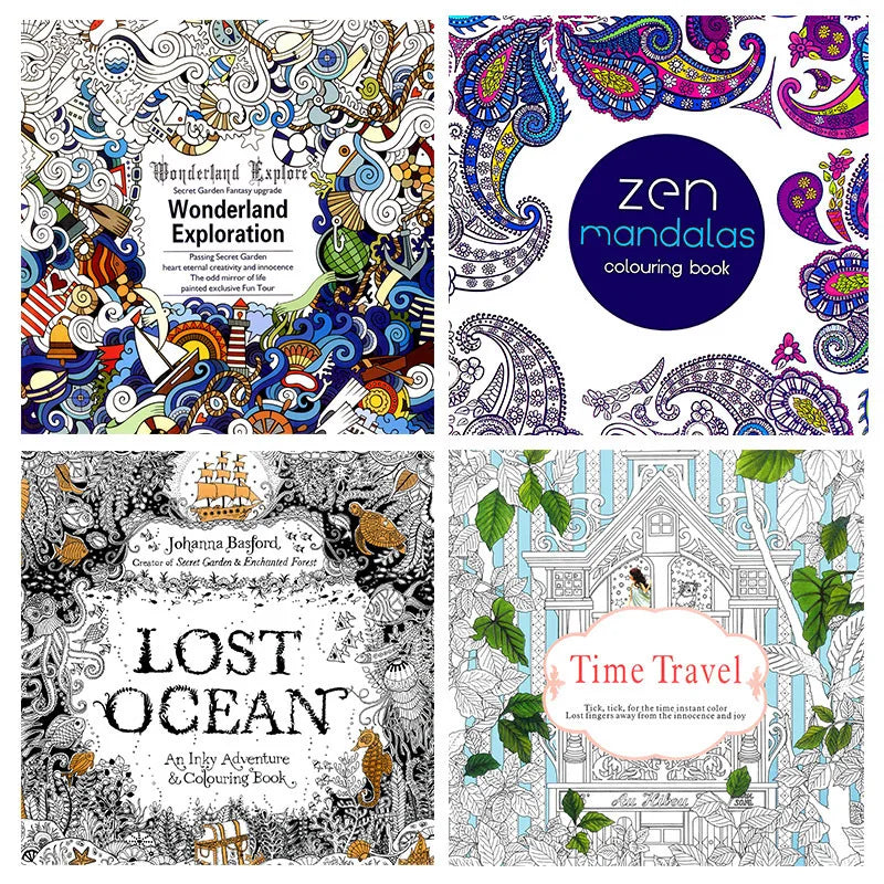 24 Page Coloring Book Enchanted Forest Mandalas Animal Kids Adult Kids Coloring Books for Adults Drawing Colouring Book 18X18 Cm