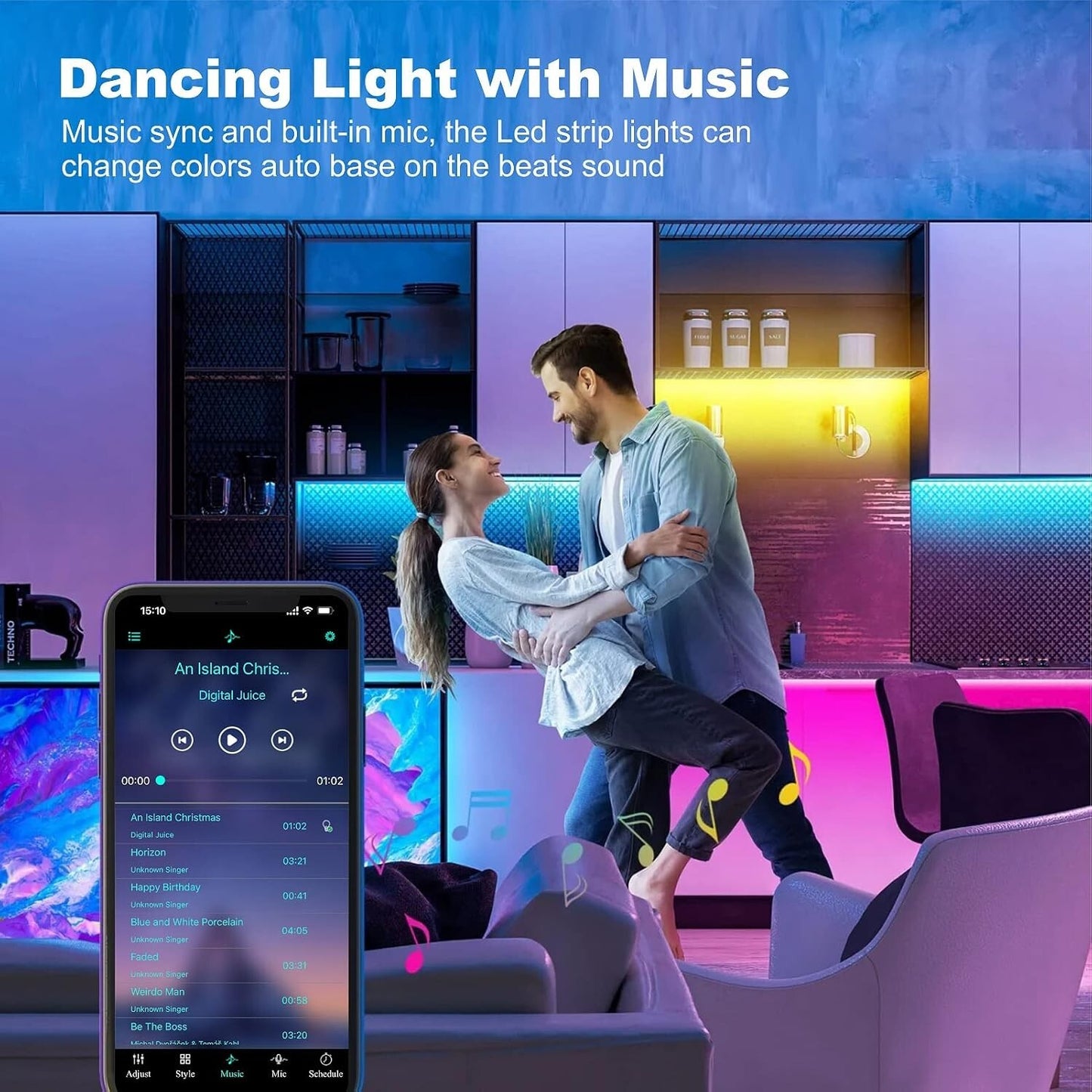 USB LED Strip Lights 5050 RGB Colour Changing Tape TV Kitchen Lighting 1-5M