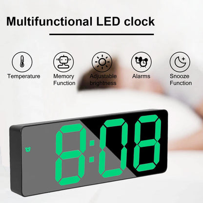 Digital Alarm Clock LED Screen Electronic Clock Large Number Display Clocks Digital Table Clocks with Voice Control Function