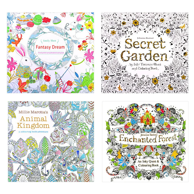 24 Page Coloring Book Enchanted Forest Mandalas Animal Kids Adult Kids Coloring Books for Adults Drawing Colouring Book 18X18 Cm