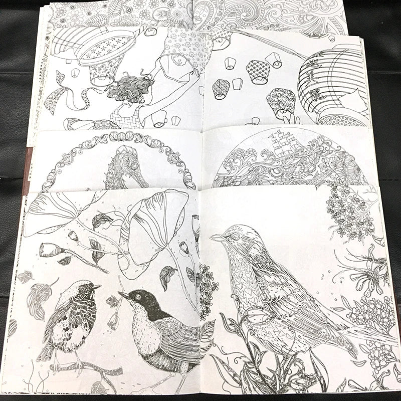 24 Page Coloring Book Enchanted Forest Mandalas Animal Kids Adult Kids Coloring Books for Adults Drawing Colouring Book 18X18 Cm