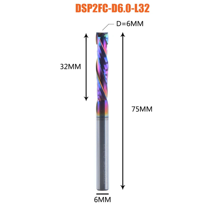 1PC Woodwork Milling Cutter up & down Cut 2 Flutes Spiral Carbide Milling Tool CNC Router Compression Wood End Mill Cutter Bits