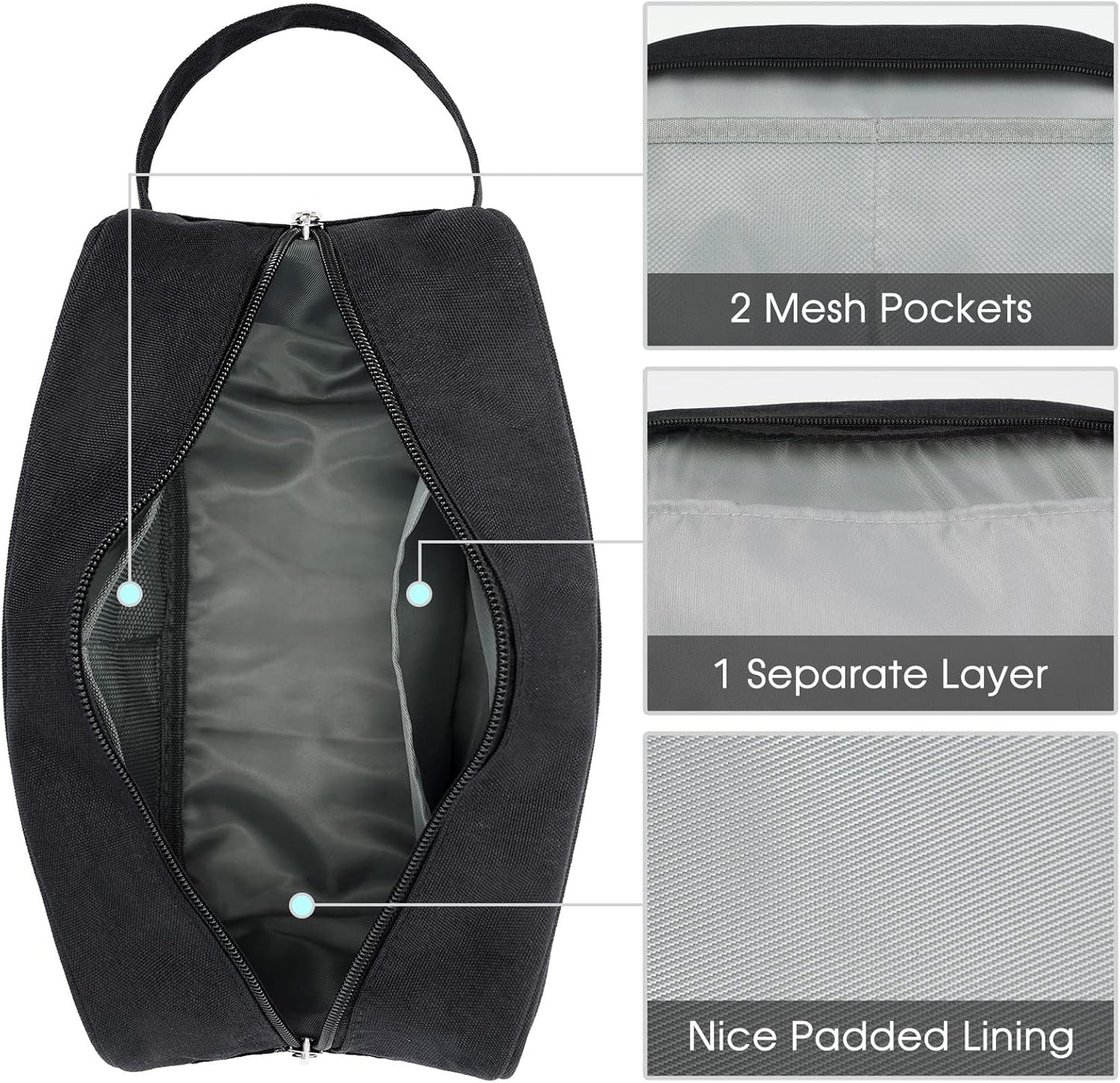 Travel Toiletry Wash Bag for Men and Women Traveling Dopp Kit Shaving Bag for Toiletries Accessories (Black)
