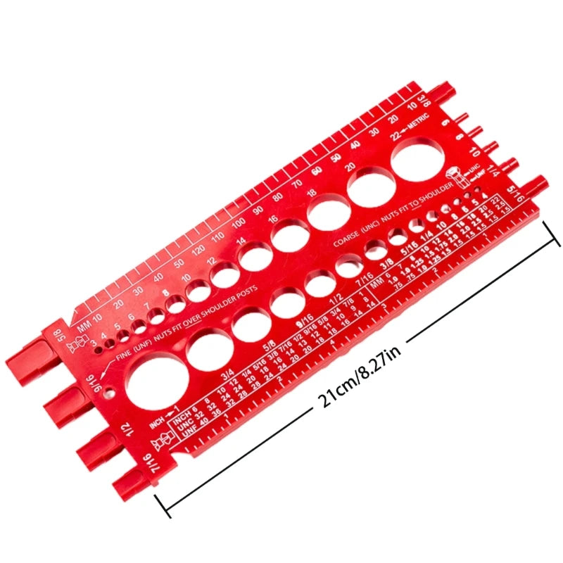 Portable Durable Nut and Drill Bit Thread Checker Screws Measuring Imperials Tool Standard Metric Male Female Gauge Tester