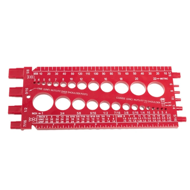 Portable Durable Nut and Drill Bit Thread Checker Screws Measuring Imperials Tool Standard Metric Male Female Gauge Tester