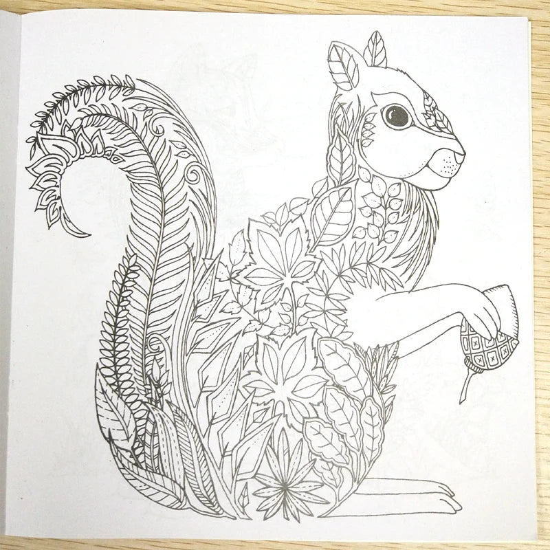 24 Page Coloring Book Enchanted Forest Mandalas Animal Kids Adult Kids Coloring Books for Adults Drawing Colouring Book 18X18 Cm