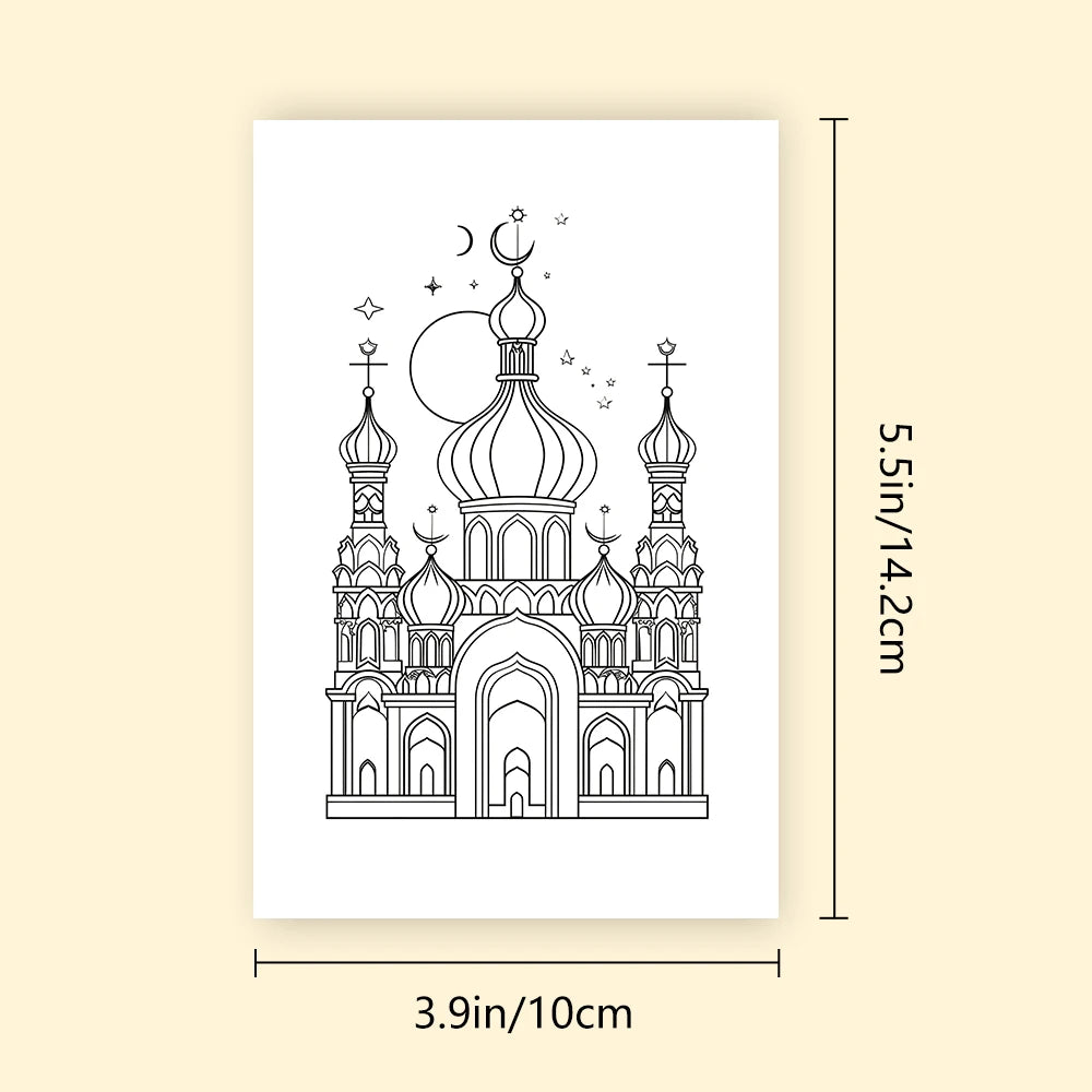 32Pcs, Eid Doodle Colouring Cards, DIY Colouring Cards, Eid Painting Cards, Moon, Stars, Lanterns Family and Party Activities