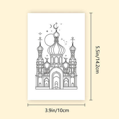 32Pcs, Eid Doodle Colouring Cards, DIY Colouring Cards, Eid Painting Cards, Moon, Stars, Lanterns Family and Party Activities