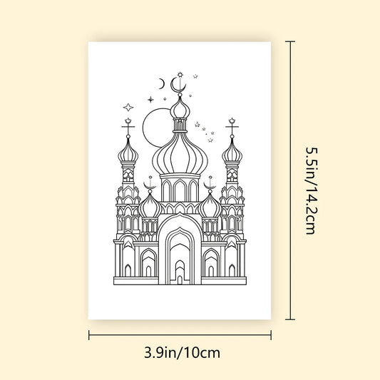 32Pcs, Eid Doodle Colouring Cards, DIY Colouring Cards, Eid Painting Cards, Moon, Stars, Lanterns Family and Party Activities
