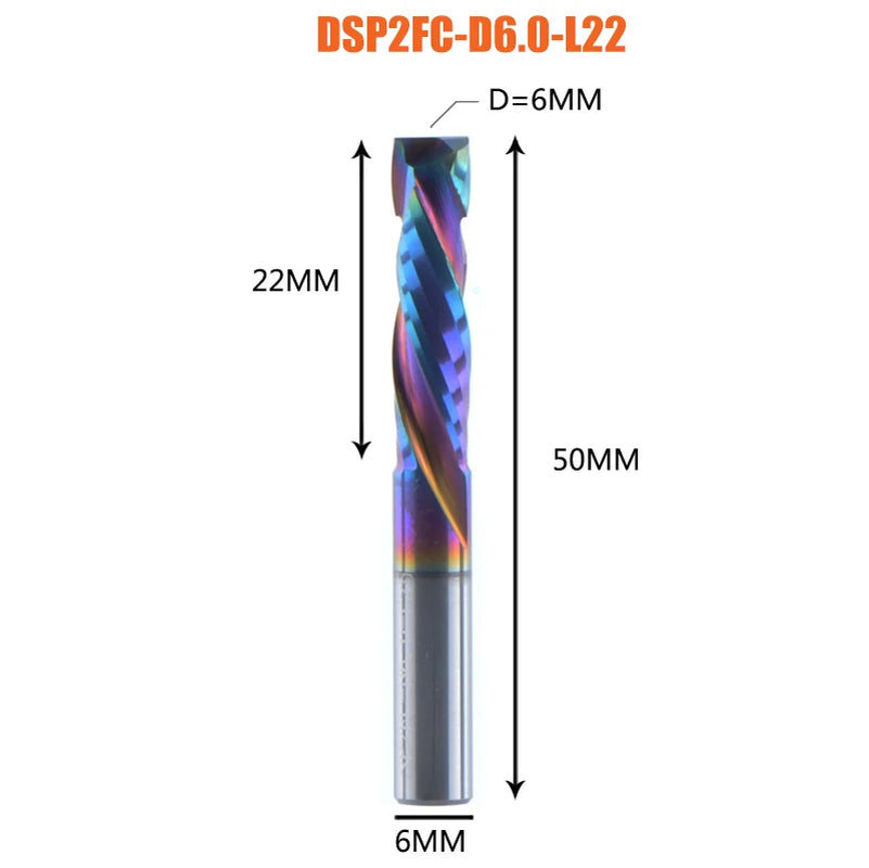 1PC Woodwork Milling Cutter up & down Cut 2 Flutes Spiral Carbide Milling Tool CNC Router Compression Wood End Mill Cutter Bits