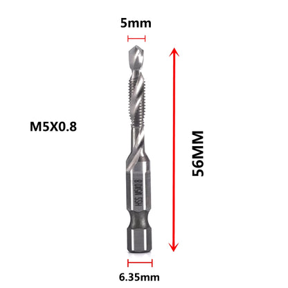 Hex Shank Titanium Plated HSS Screw Thread Metric Tap Drill Bits Screw Machine Compound Tap M3 M4 M5 M6 M8 M10 Hand Tools