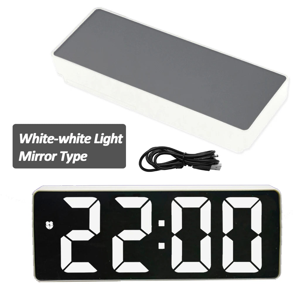 Digital Alarm Clock LED Screen Electronic Clock Large Number Display Clocks Digital Table Clocks with Voice Control Function