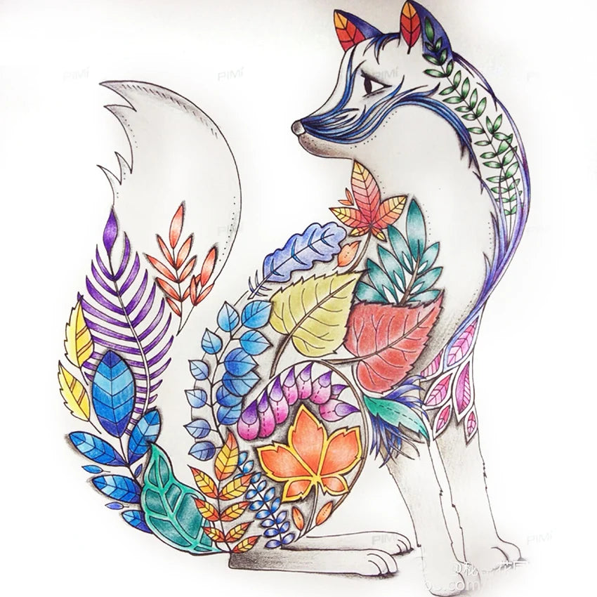 24 Page Coloring Book Enchanted Forest Mandalas Animal Kids Adult Kids Coloring Books for Adults Drawing Colouring Book 18X18 Cm