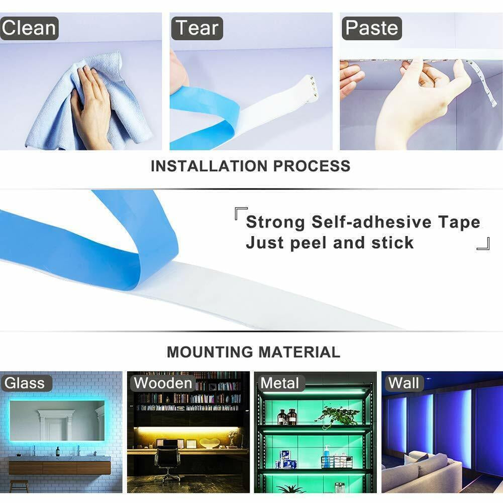 USB LED Strip Lights 5050 RGB Colour Changing Tape TV Kitchen Lighting 1-5M