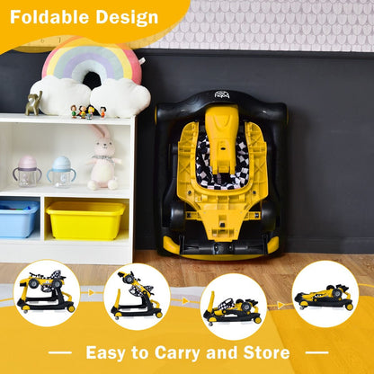 4-In-1 Baby Push Walker with Adjustable Height and Speed