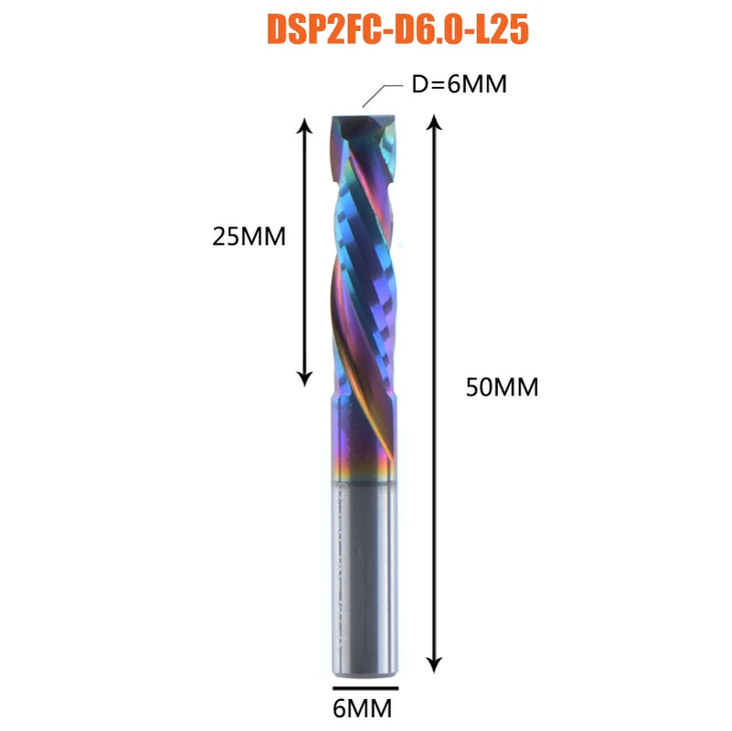 1PC Woodwork Milling Cutter up & down Cut 2 Flutes Spiral Carbide Milling Tool CNC Router Compression Wood End Mill Cutter Bits
