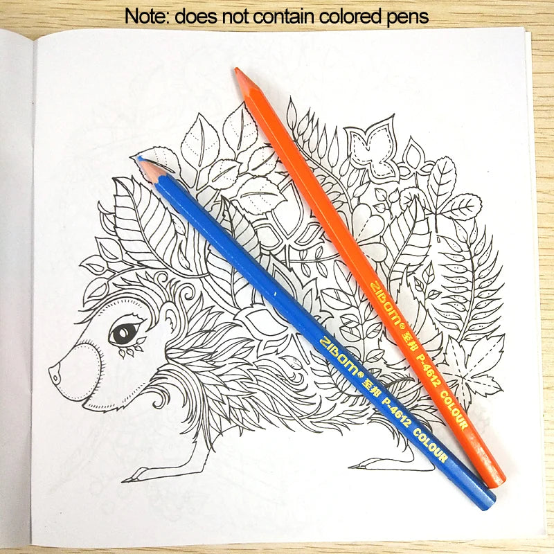 24 Page Coloring Book Enchanted Forest Mandalas Animal Kids Adult Kids Coloring Books for Adults Drawing Colouring Book 18X18 Cm