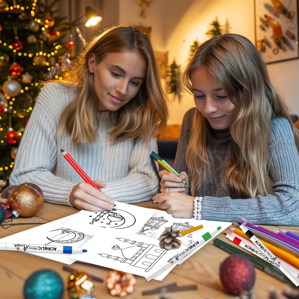 32Pcs, Eid Doodle Colouring Cards, DIY Colouring Cards, Eid Painting Cards, Moon, Stars, Lanterns Family and Party Activities